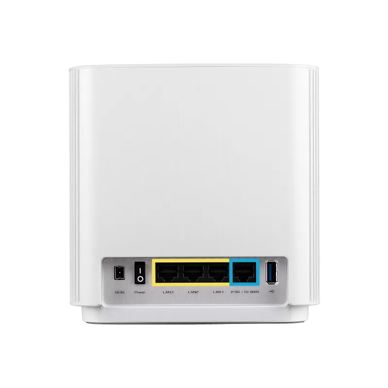ASUS ZenWiFi ET9 rear view showing 2.5G WAN and gigabit LAN ports