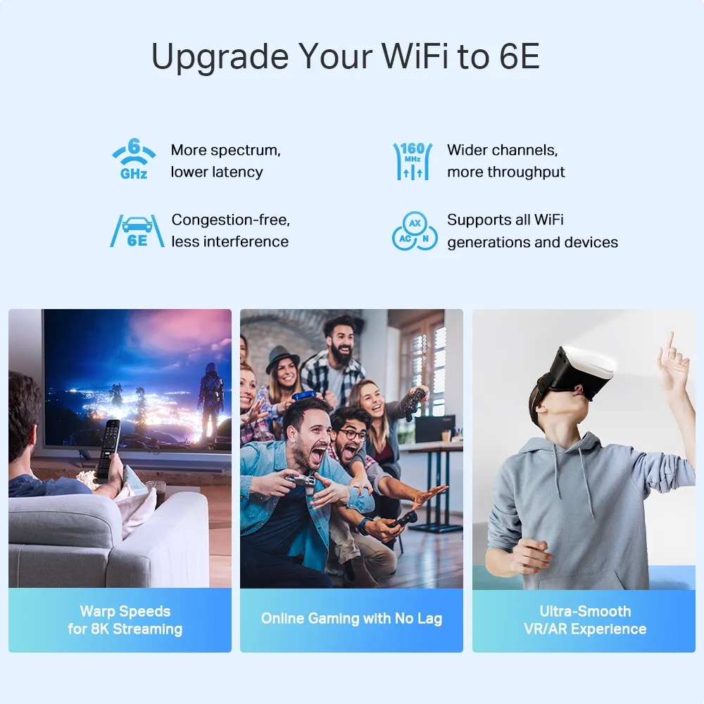 Original XE75 Pro marketing graphic illustrating streaming, gaming and VR uses