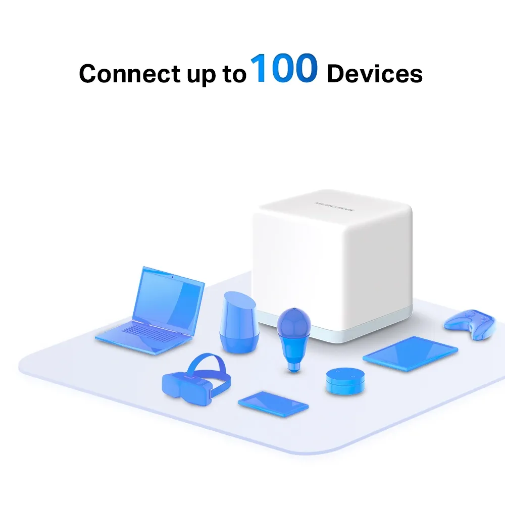Halo H30 promotional graphic advertising connections for up to 100 devices