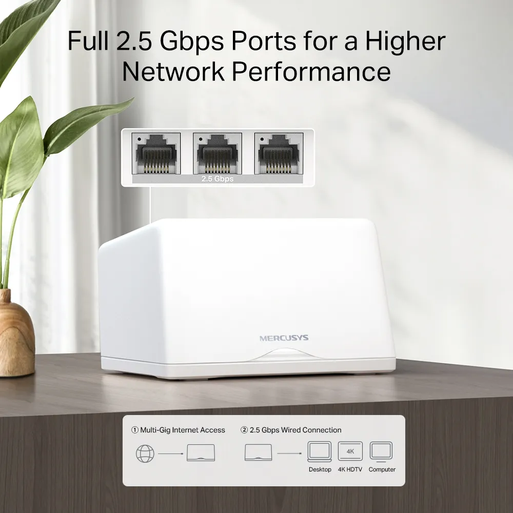 Manufacturer illustration of three 2.5 Gbps Halo H47BE Ethernet ports