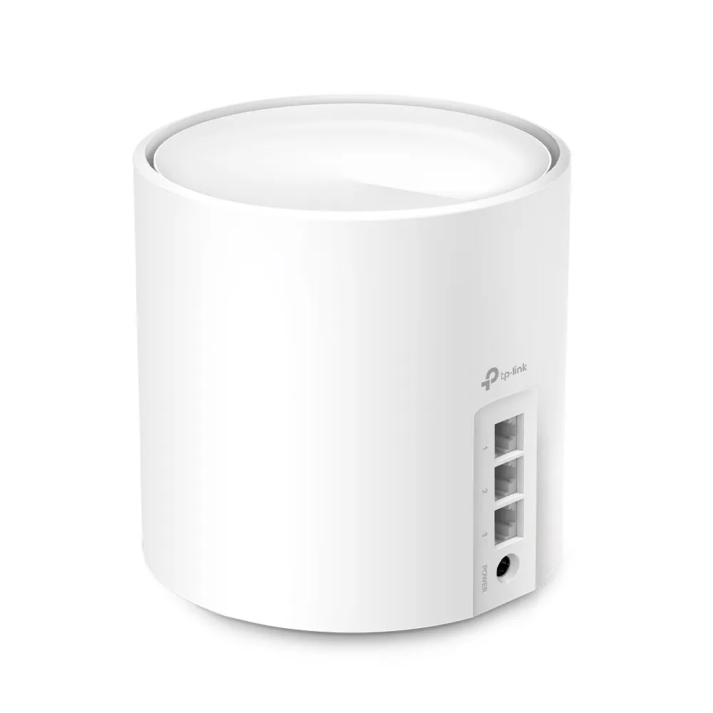 TP-Link Deco X50 rear showing three Gigabit Ethernet ports
