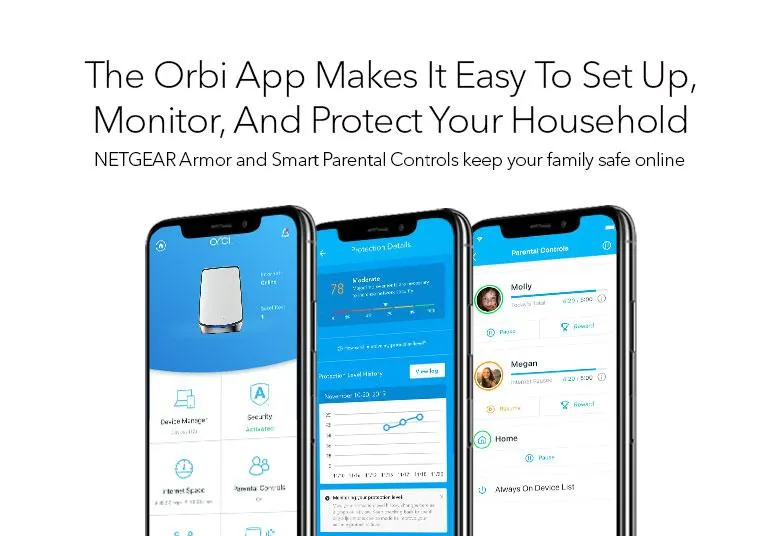 Netgear Orbi companion app interface