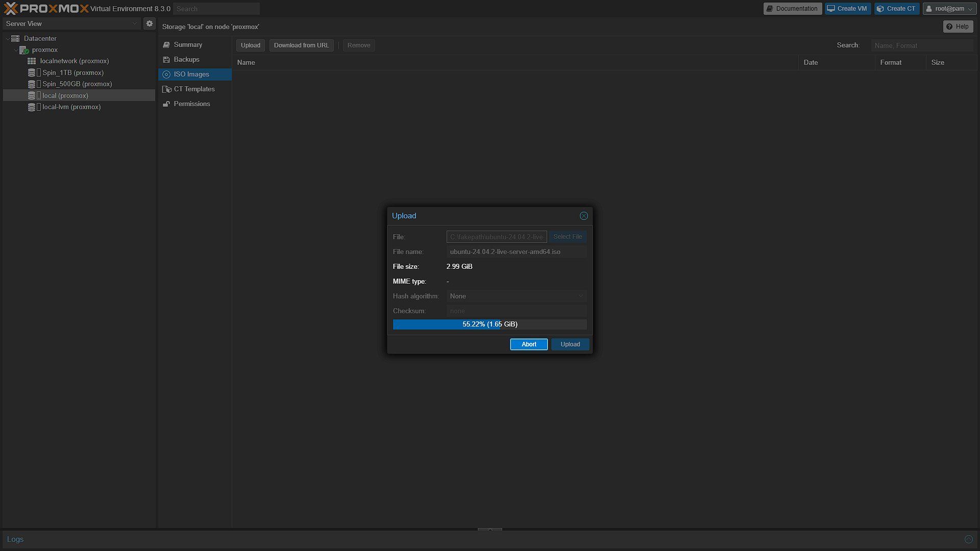 Proxmox - ISO Uploading