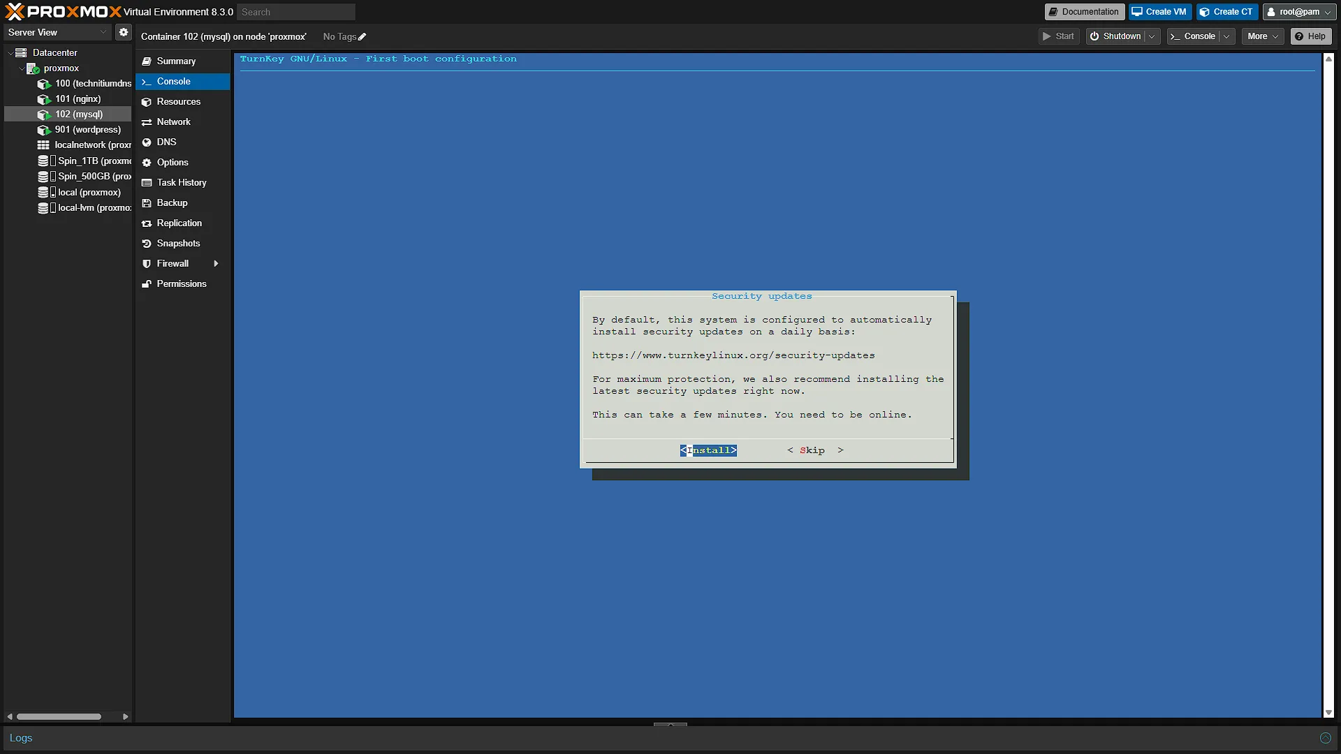 Configure MySQL CT - 7 Install Updates
