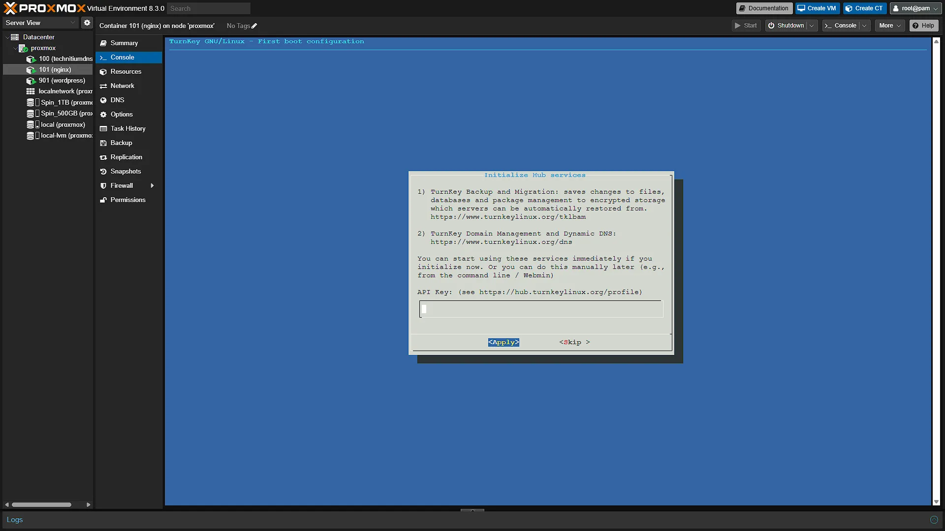 Configure NGINX Container - 2 - Turnkey Backup and Migrate