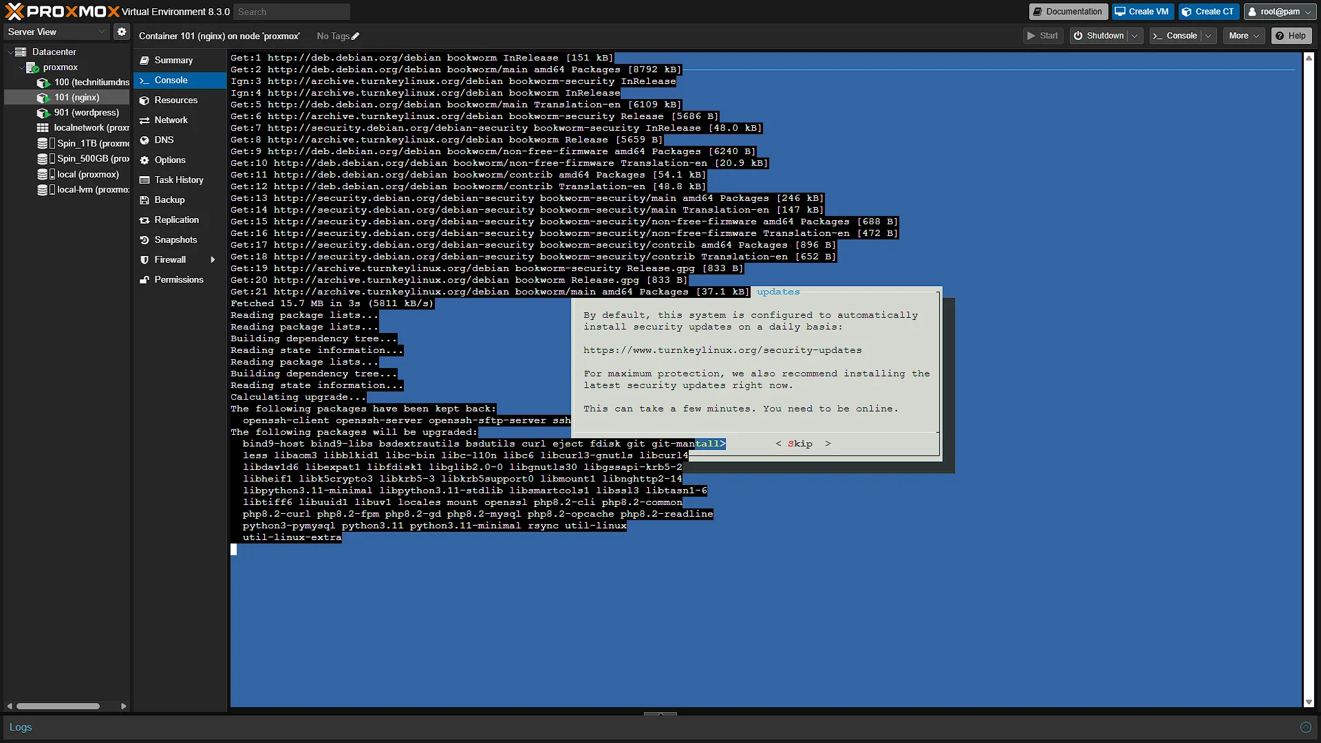 Configure NGINX Container - 5 - Updates installing progress