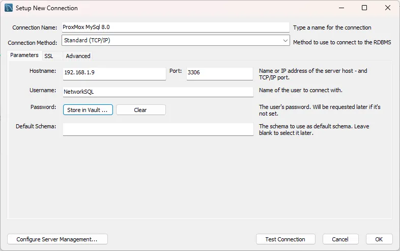 Connect to MySQL - 2 - New Connection