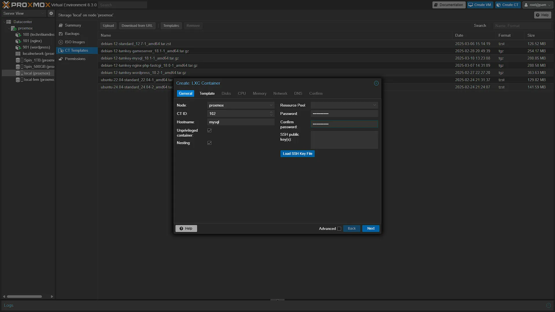 Create MySQL CT - 1 General