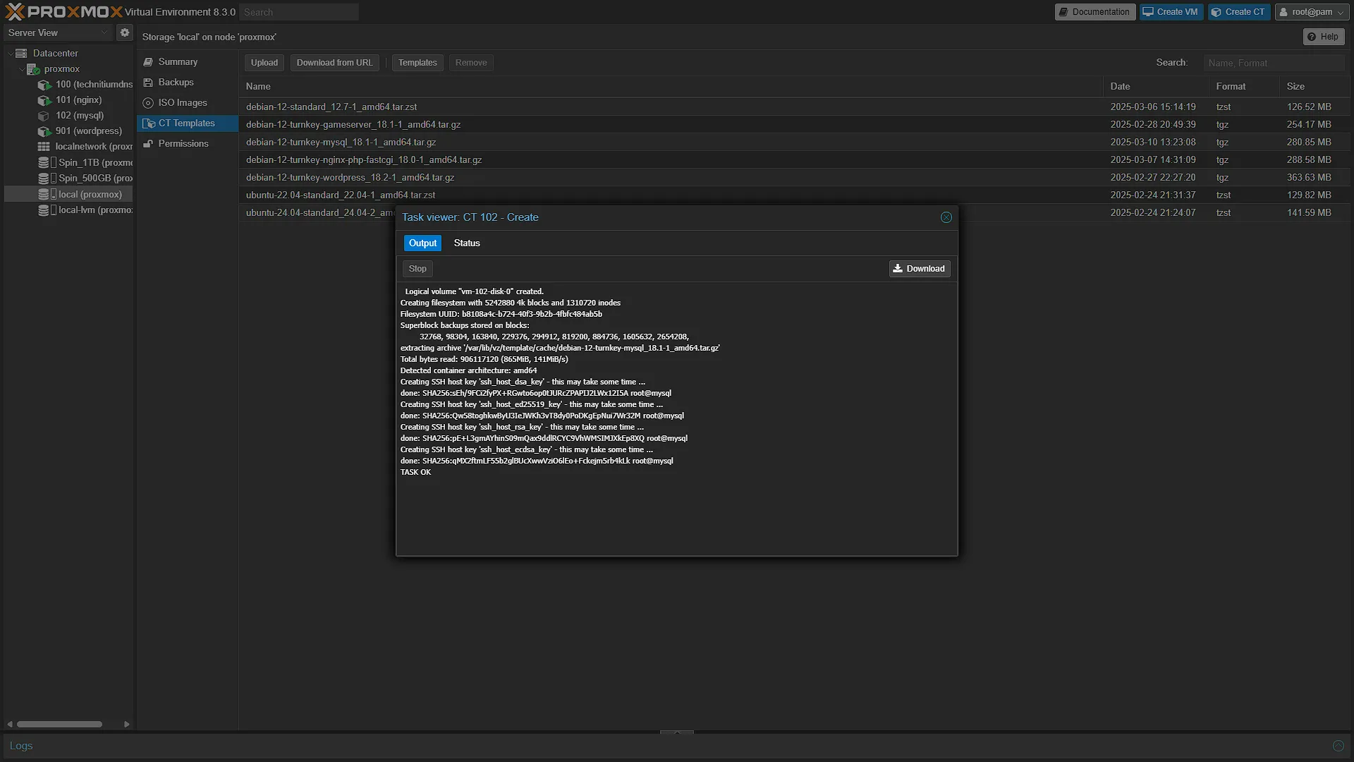 Create MySQL CT - 10 Done
