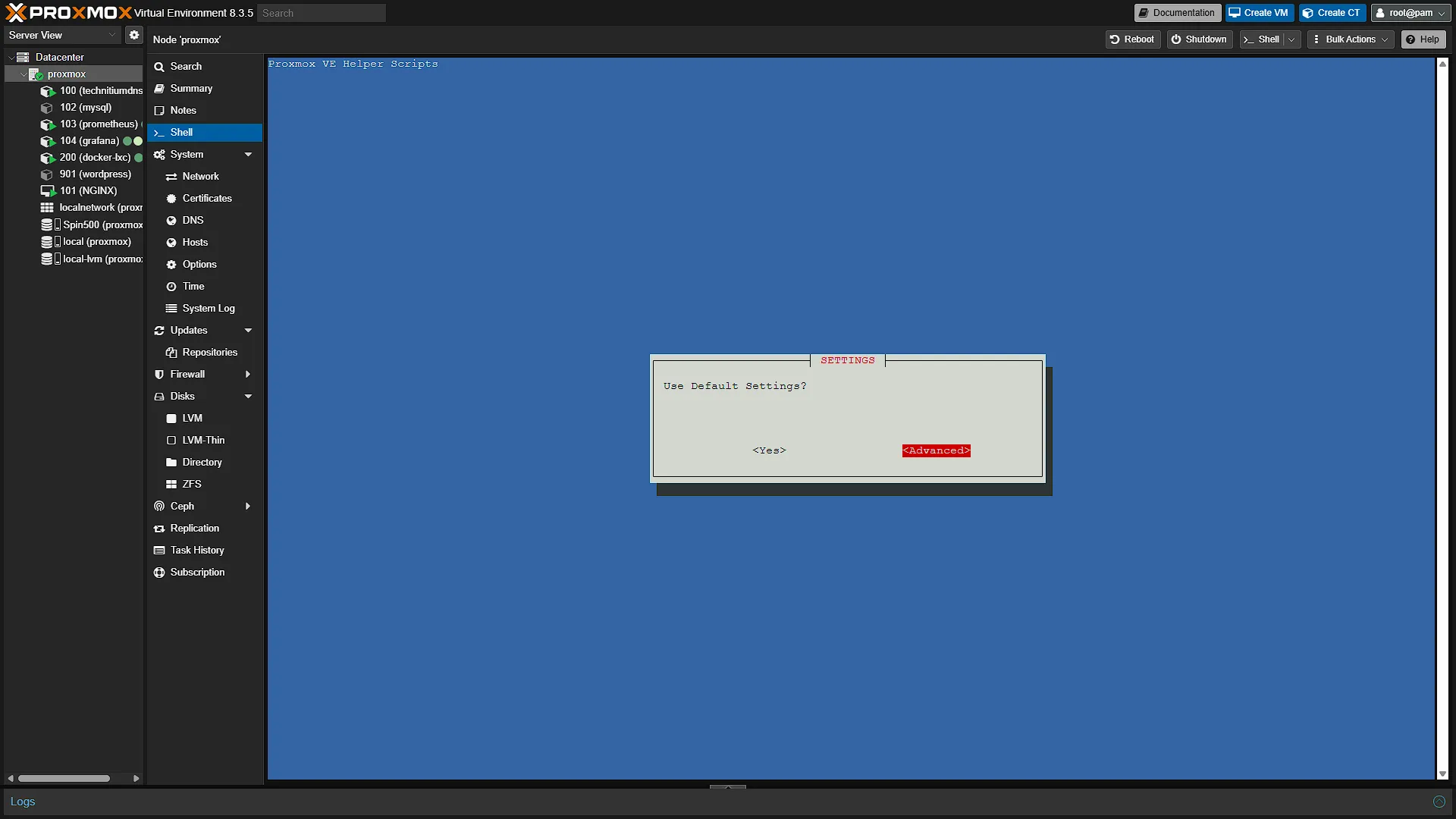 Install Docker VM - 3 - Advanced Settings