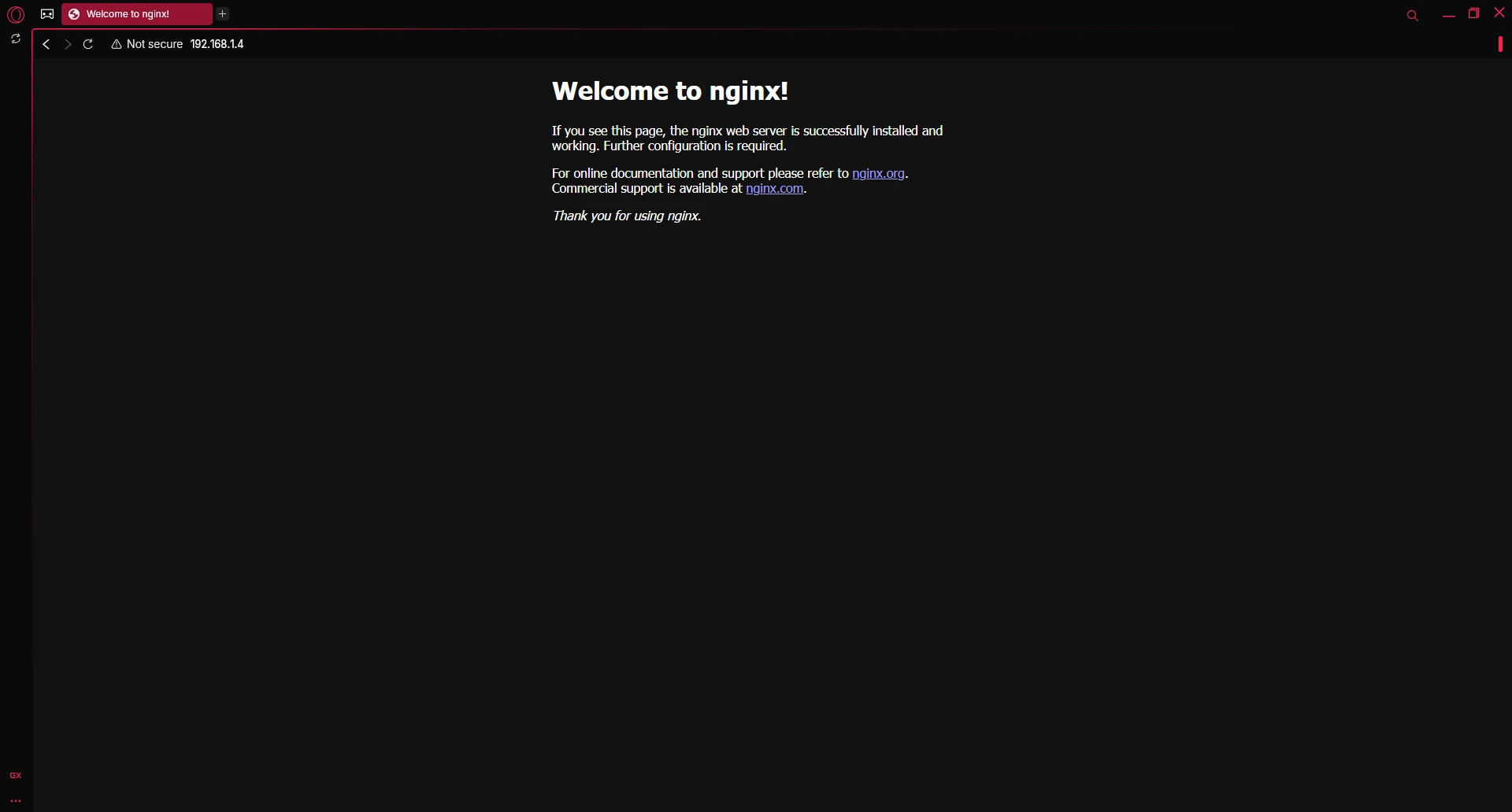 Install NGINX - 4 - Default Page