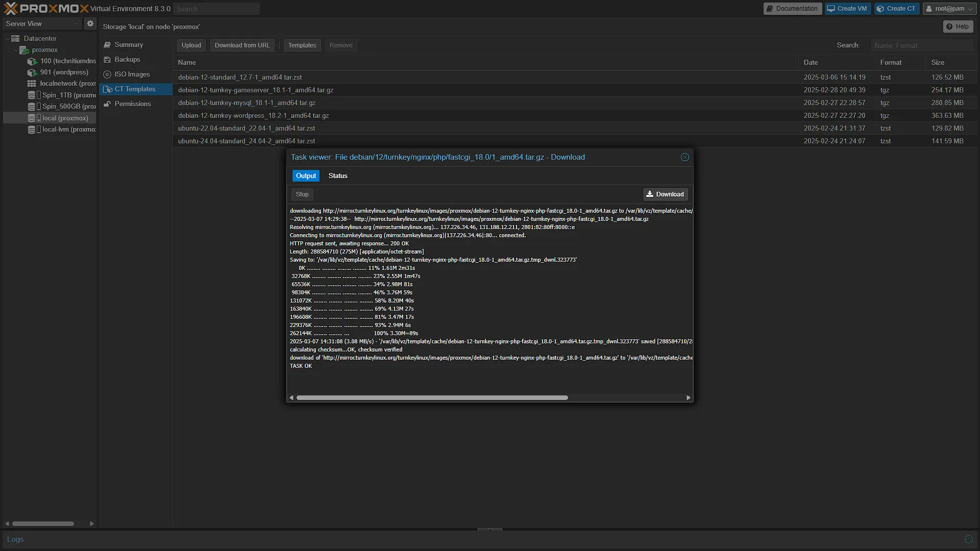 Proxmox - Install NGINX LXC Container Template