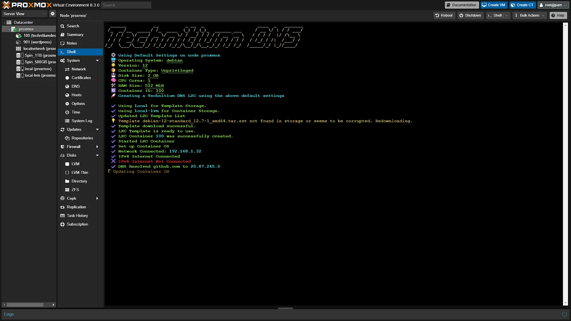 Proxmox Technitium Install - DNS Check