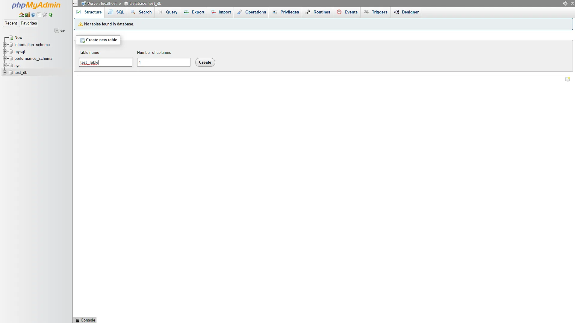 Setup MySQL - 5 - PHPMA Create Table