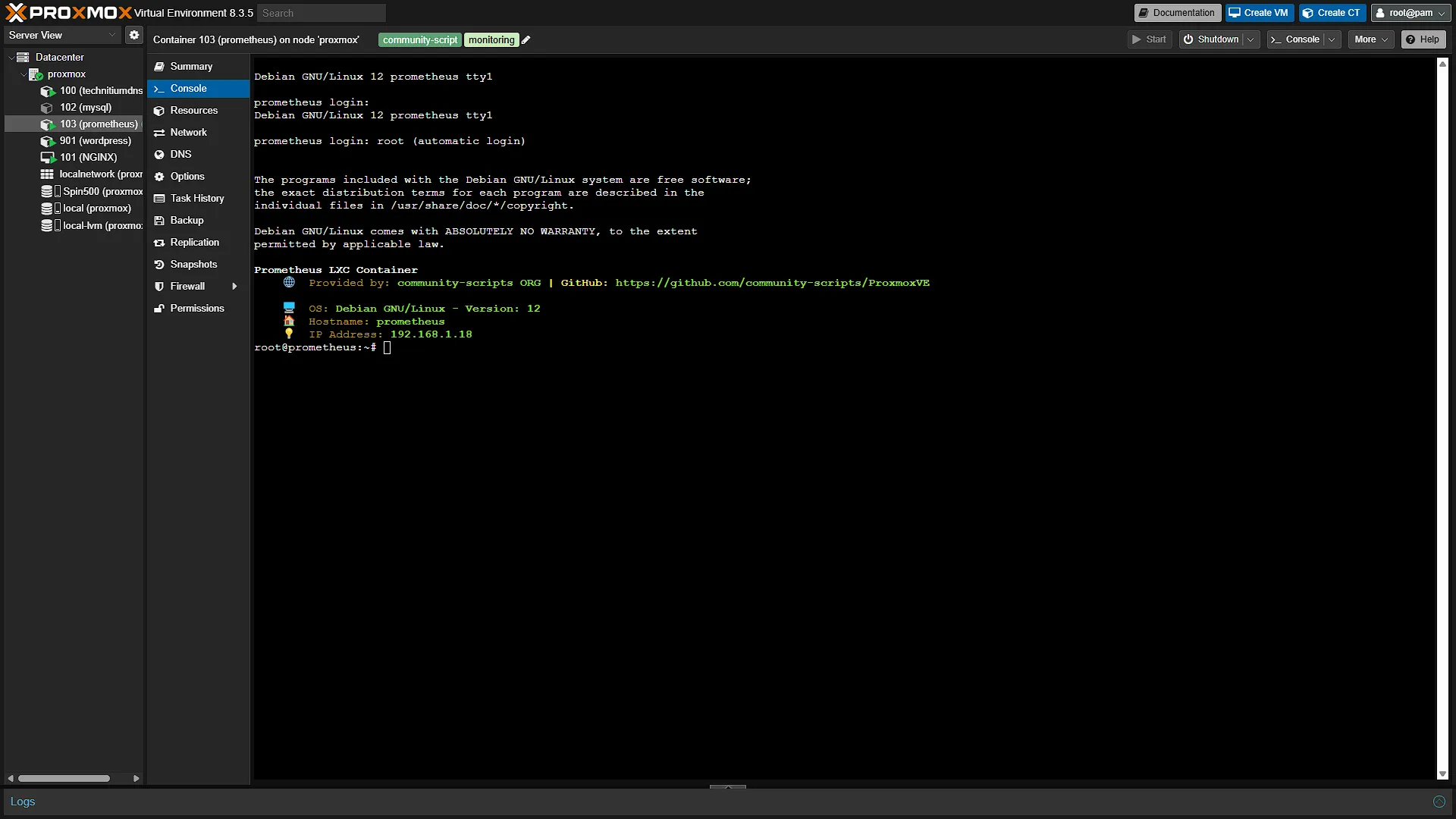 Setup Prometheus - 2 - Console