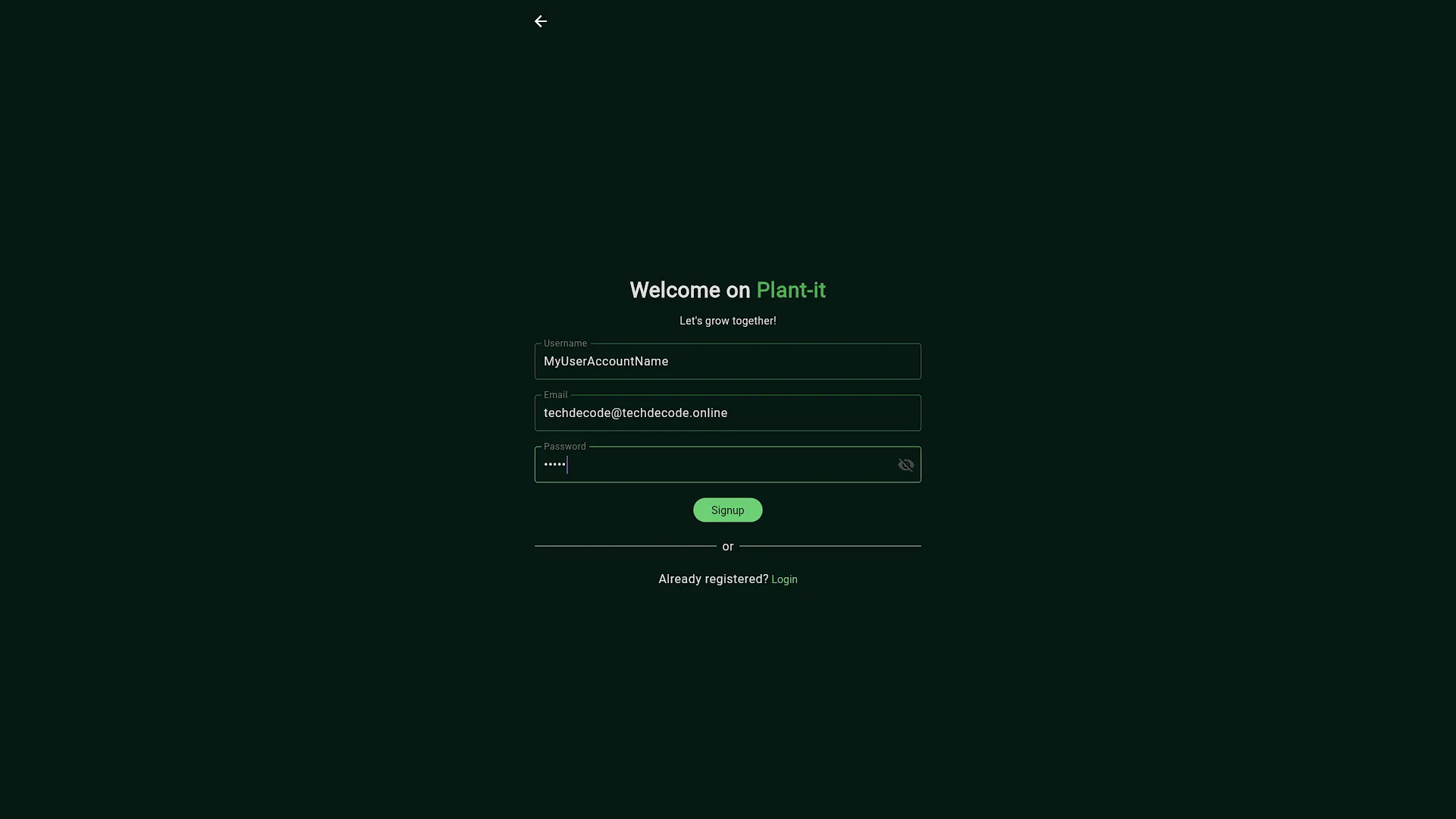 Access Plant-it - 3 - Create User
