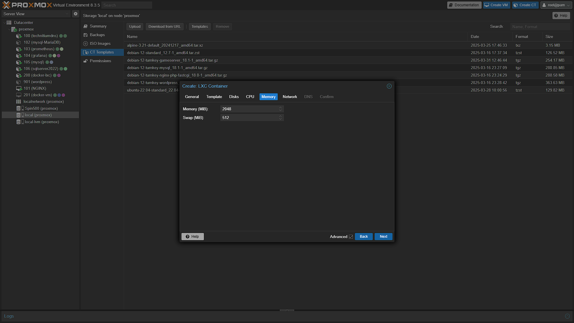 Create Gameserver Container - 5 - Memory