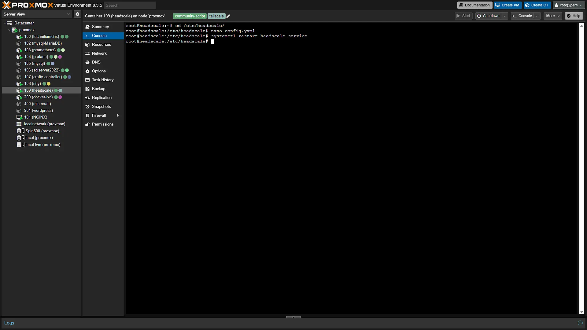 Headscale Config - 3 - Restart service