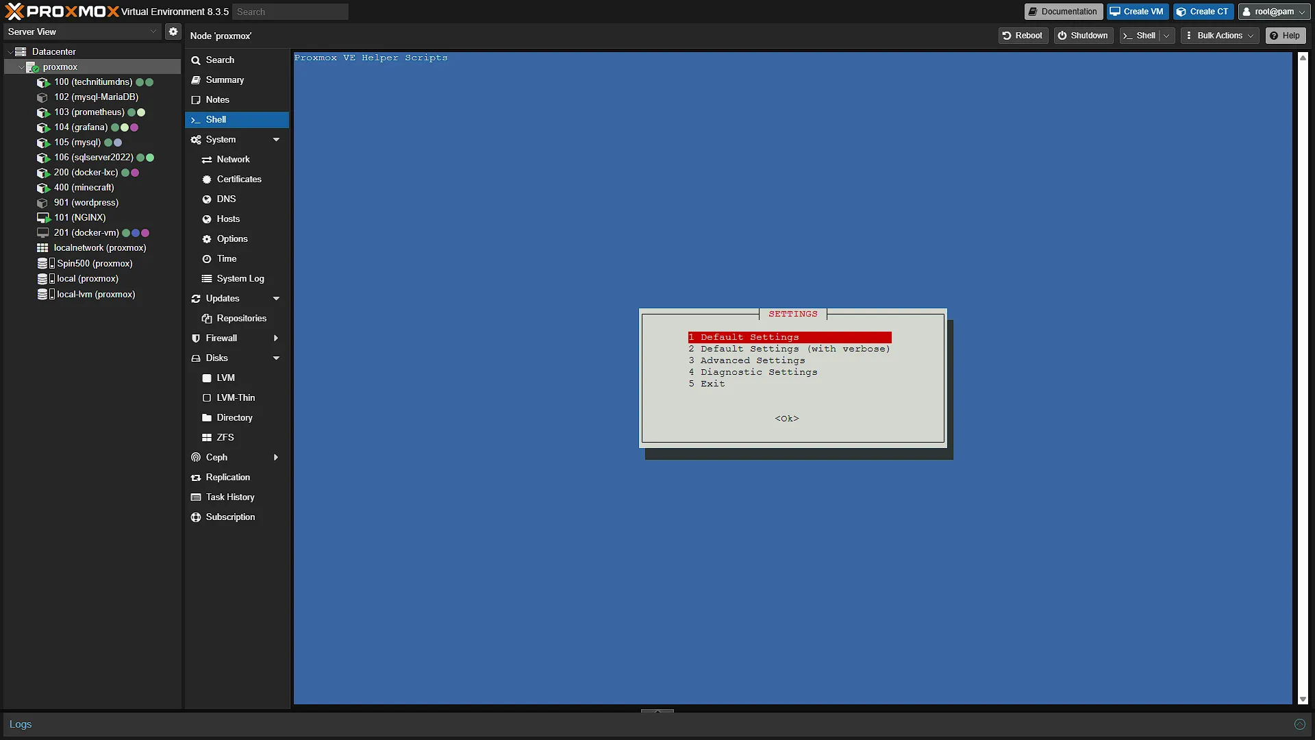 Install Crafty LXC - 3 - Settings