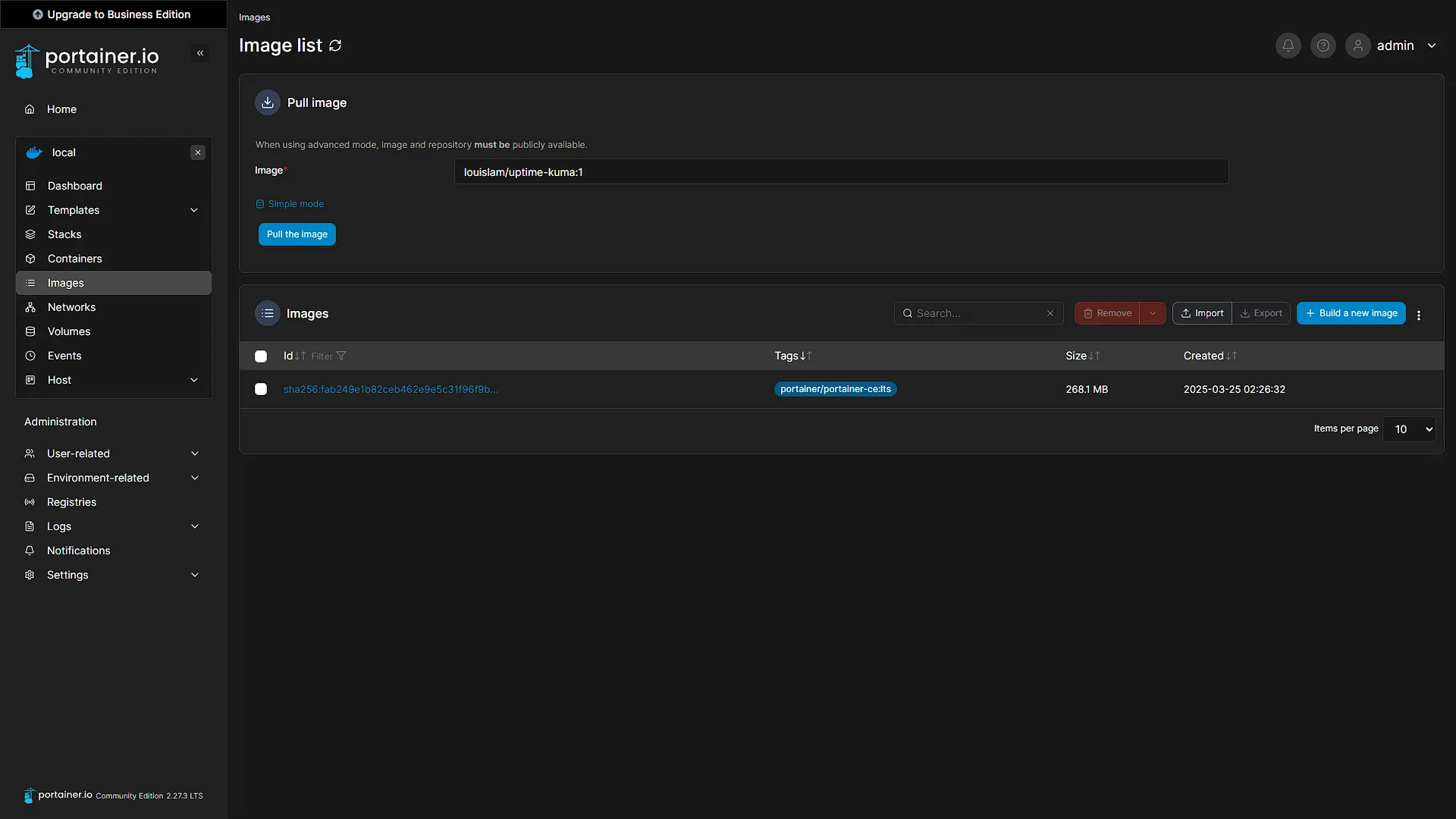 Install Uptime Kuma - 4 - Image List