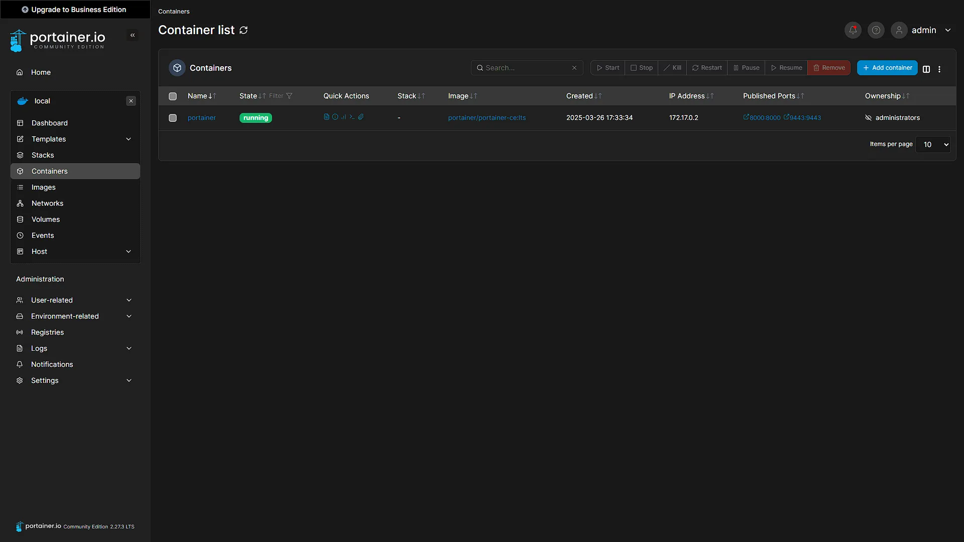 Install Uptime Kuma - 8 - Containers