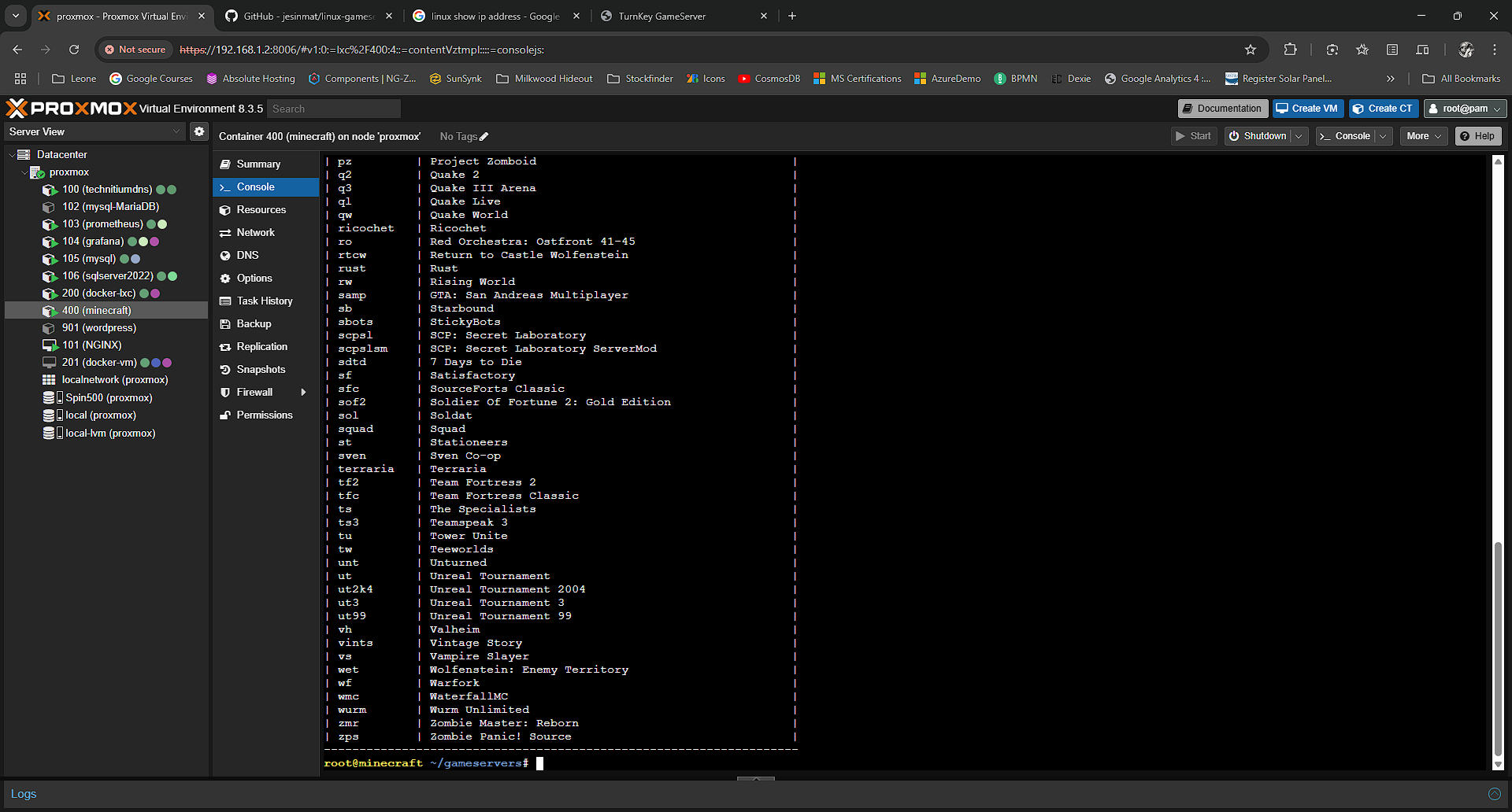 Setup Gameserver - 9 - Display Game list