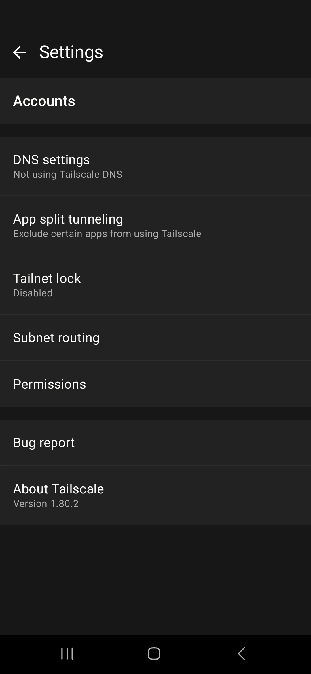 Tailscale App - 2 - Settings