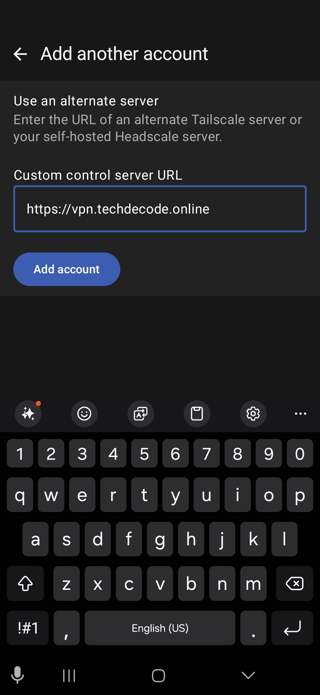 Tailscale App - 5 - New Server Address