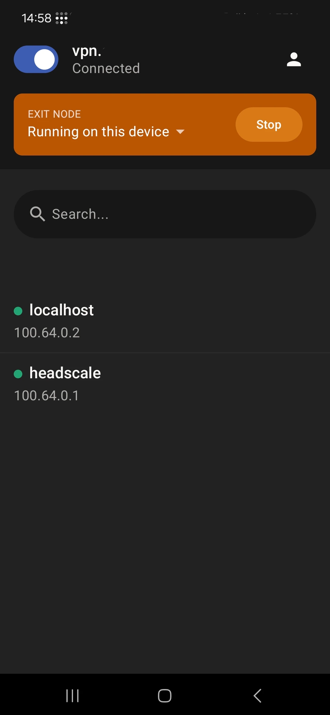 Tailscale App Running as exit node