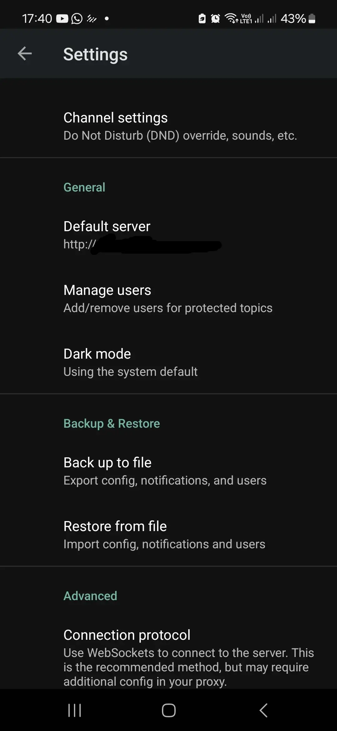 nfty Android - 1 - Settings