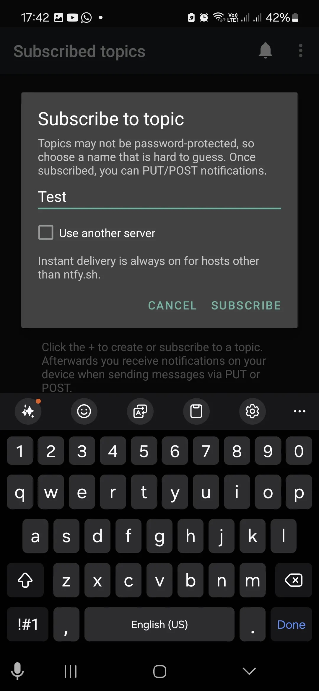 nfty Android - 4 - Subscribe again