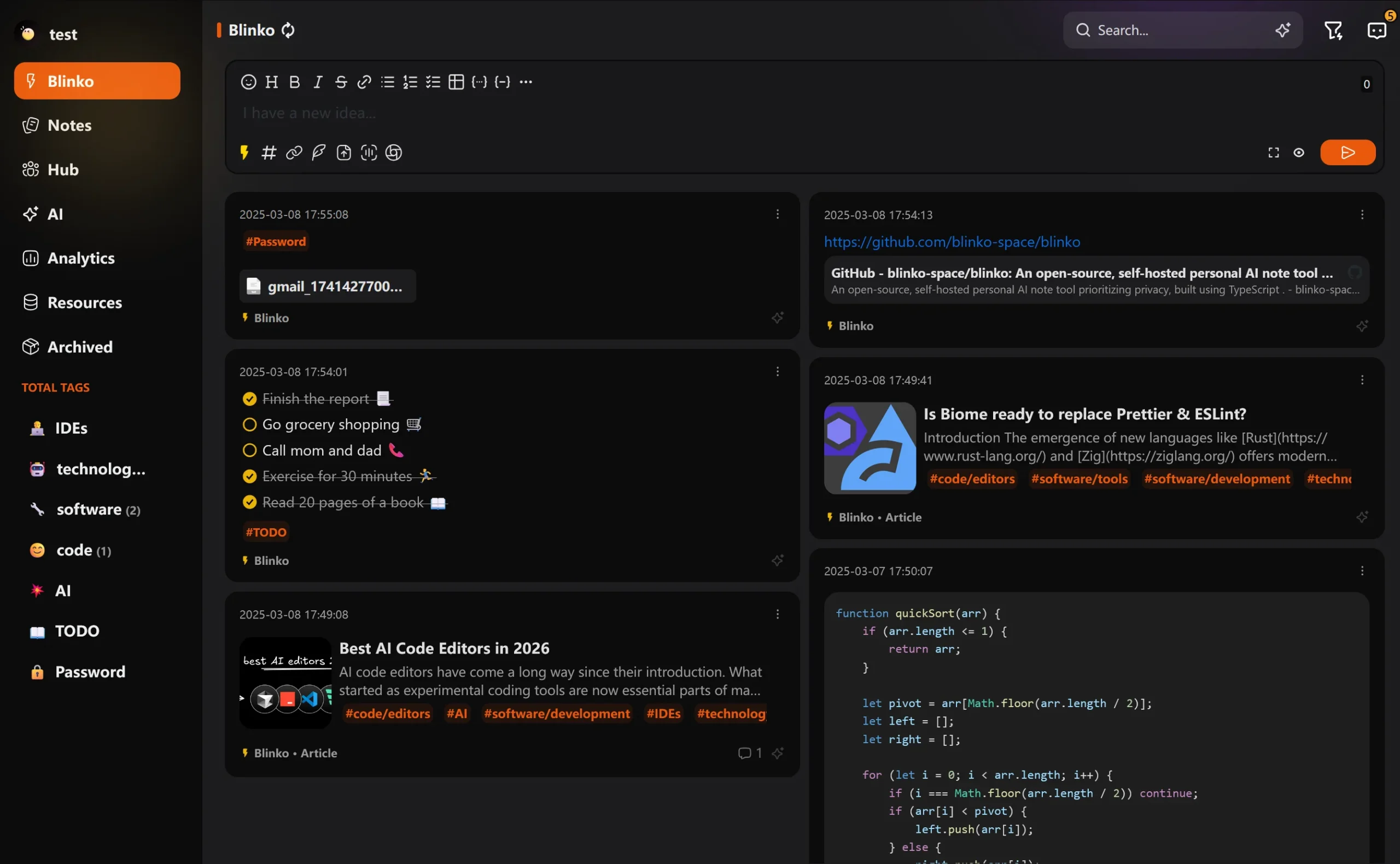 Blinko Dashboard