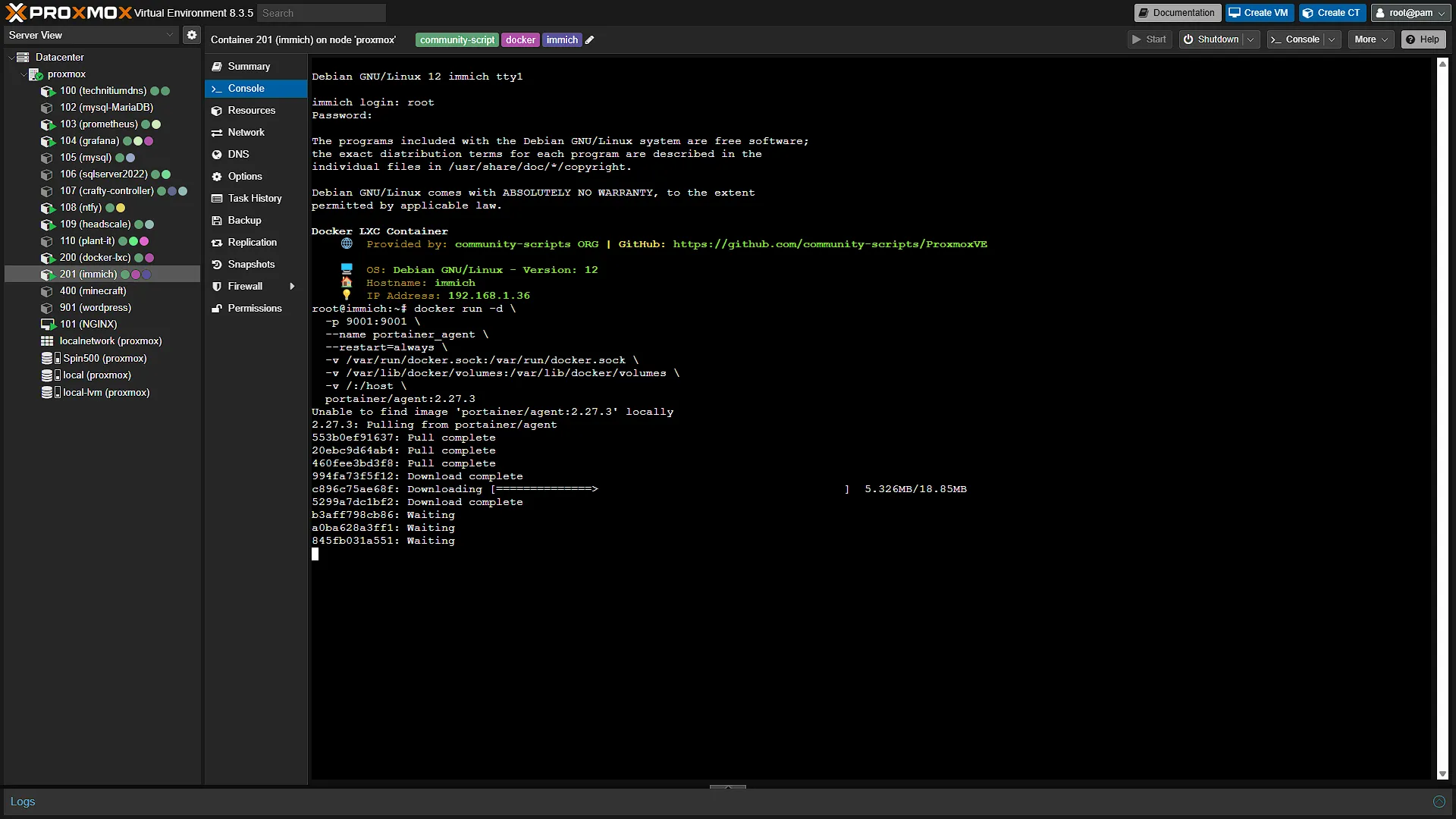 Immich Install Portainer - 6 - Install Portainer Agent