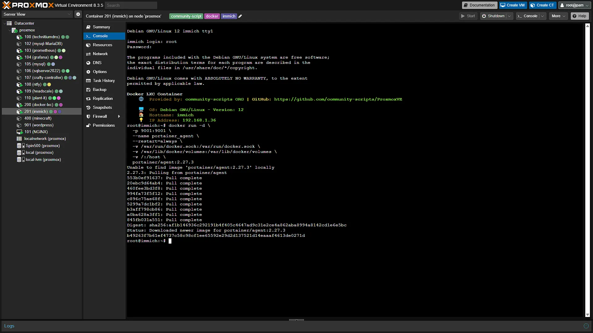 Immich Install Portainer - 7 - Install Complete