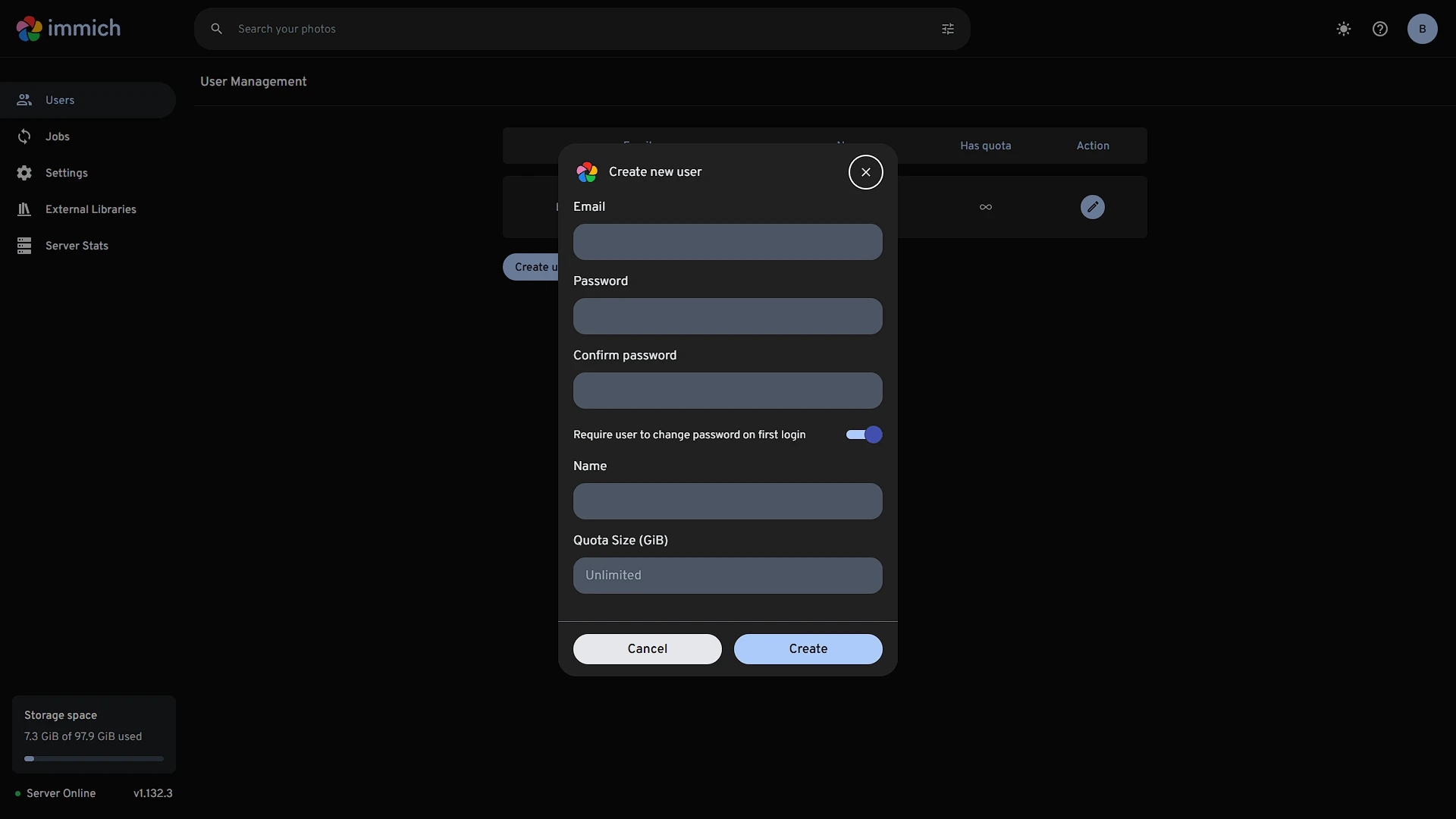 Immich New User - 2 - User Details