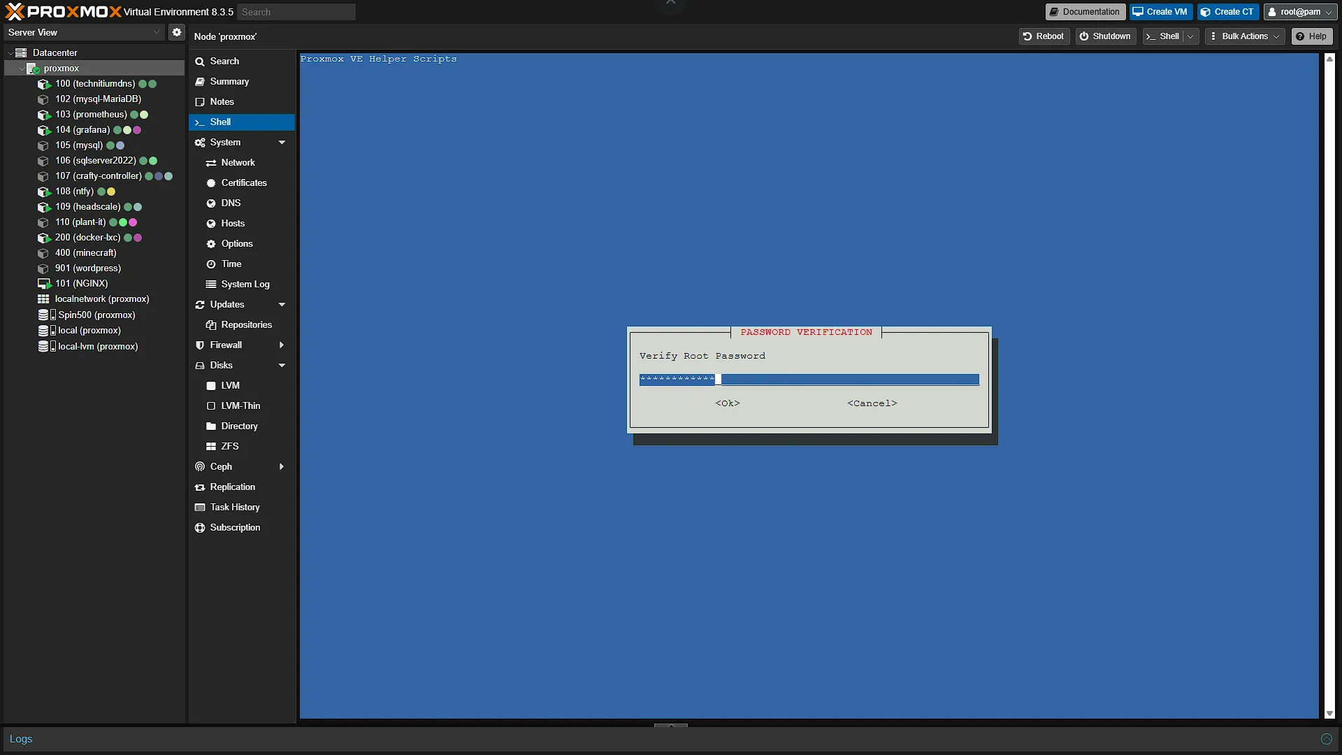 Install Docker LXC for Immich - 7 - Confirm password