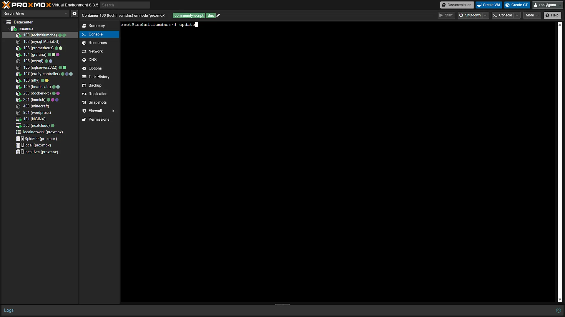 Update LXC - short command