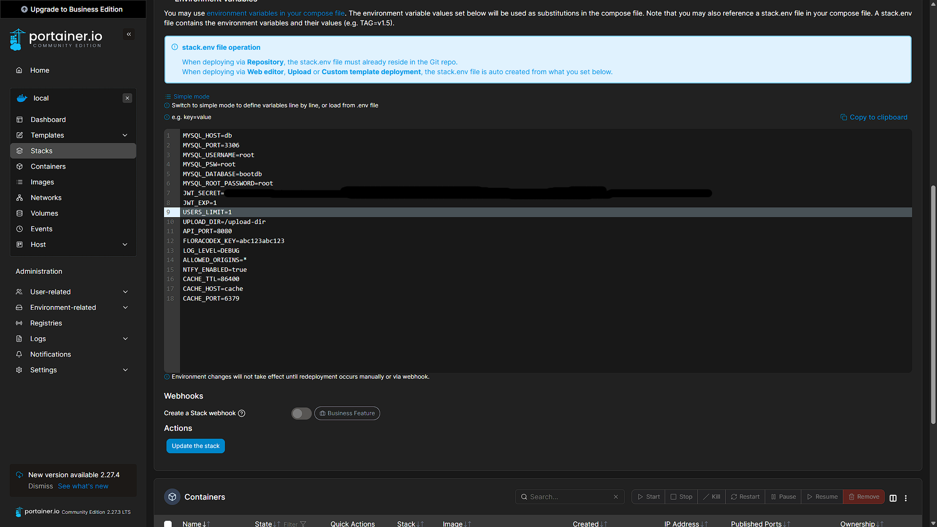 Updated Config - Portainer