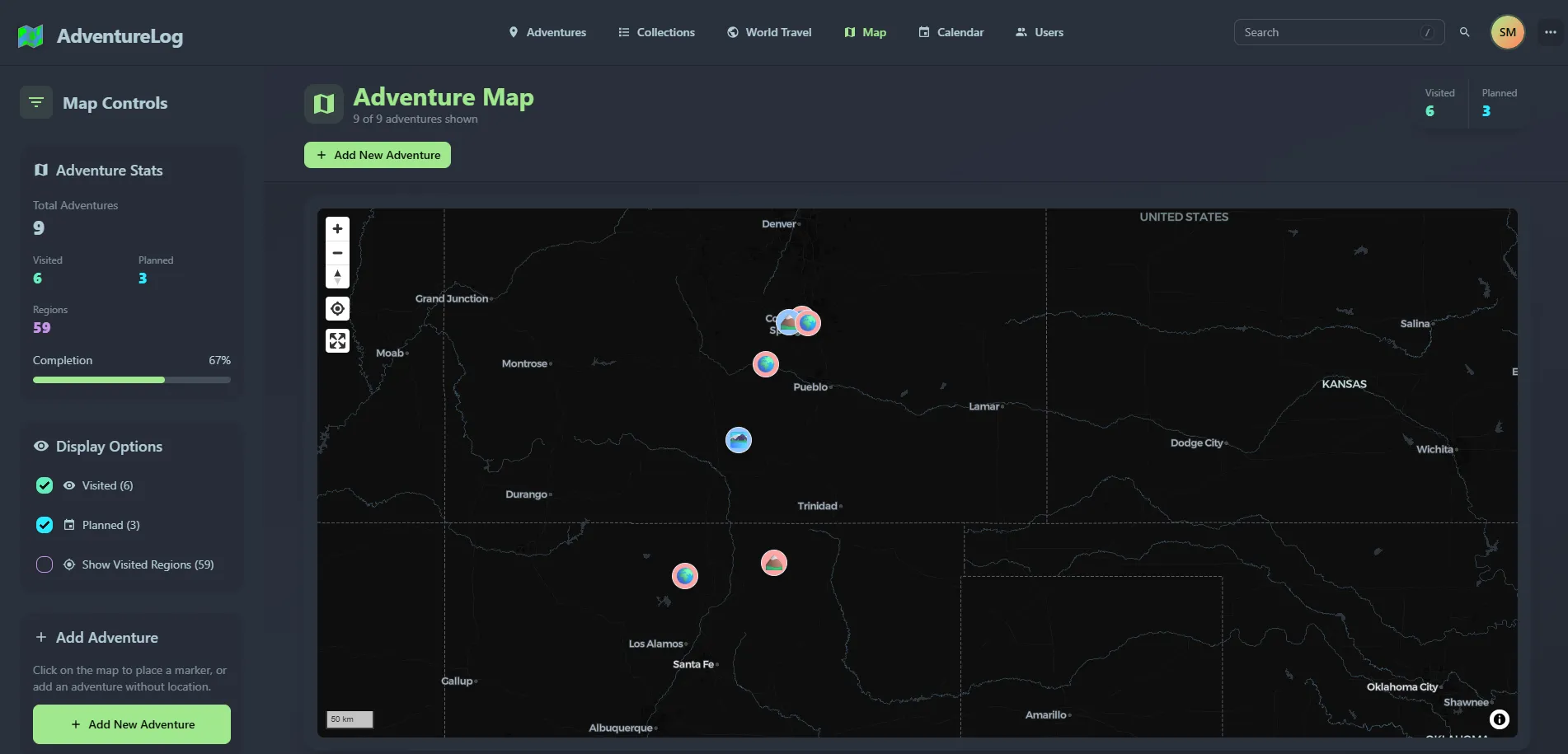 AdventureLog Interactive Map